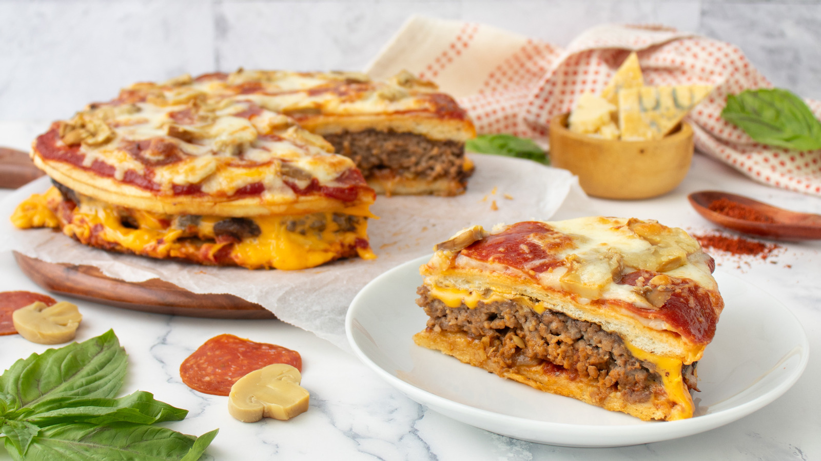 Monster Pepperoni And Mushroom Pizza Burger Recipe