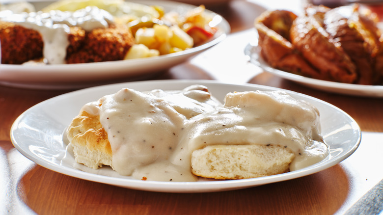 Plate of biscuits and gravy