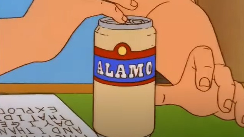 Alamo beer on desk in King of the Hill