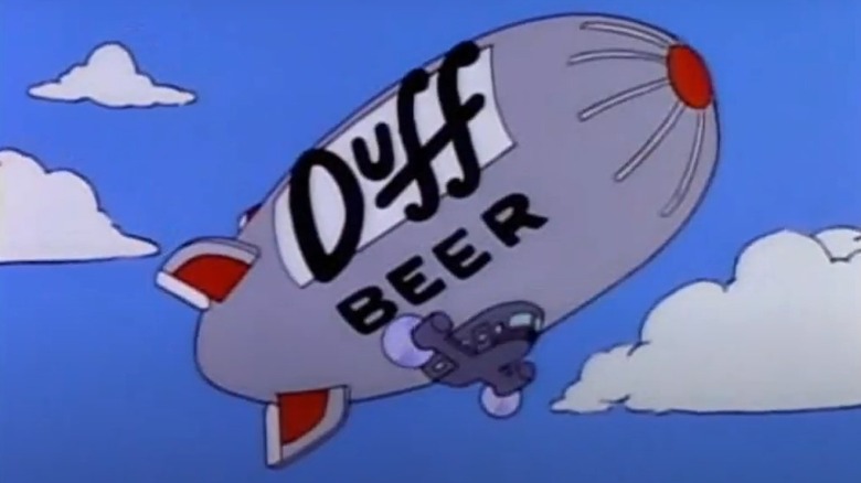 Duff blimp flying on The Simpsons