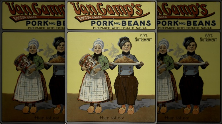 Old fashioned label for Van Camp Boston Baked Beans
