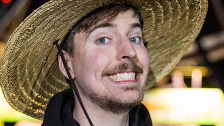 MrBeast wearing straw hat