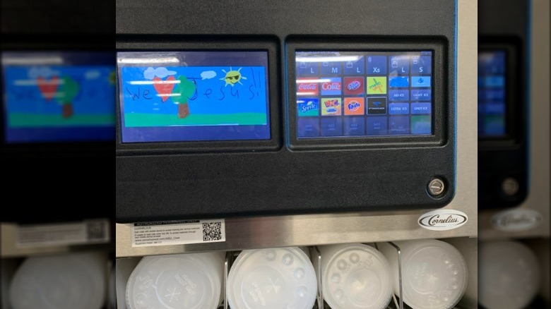 McDonald's drink dispenser displaying MS Paint