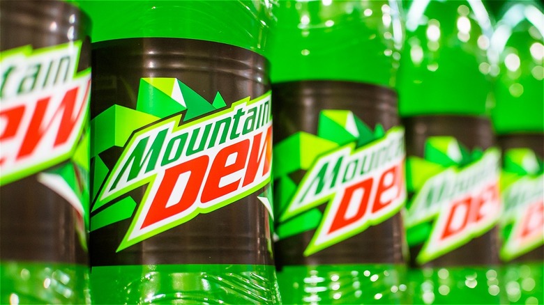 row of mountain dew sodas