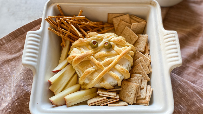 Baked brie with mummy wrappings