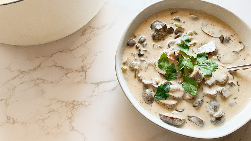 mushroom soup served