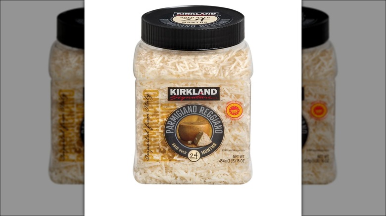 Large container with Parmigiano Reggiano cheese