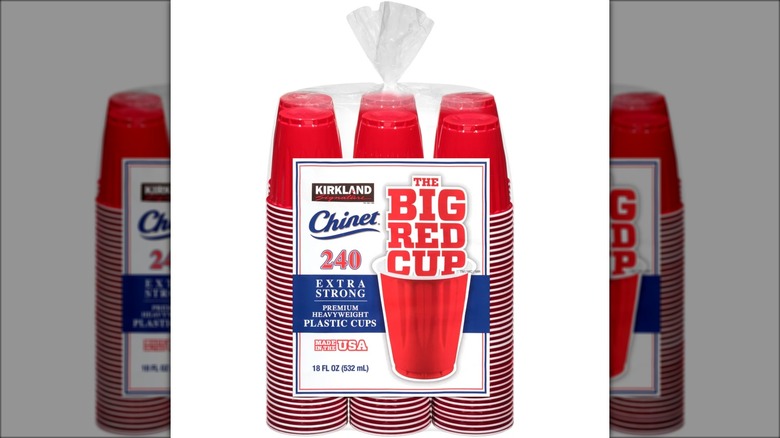 Bag of red disposable cups