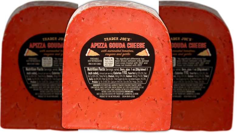 wedge of gouda cheese in plastic