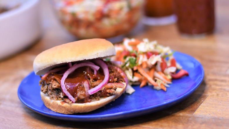 Pulled pork sandwich for the Super Bowl