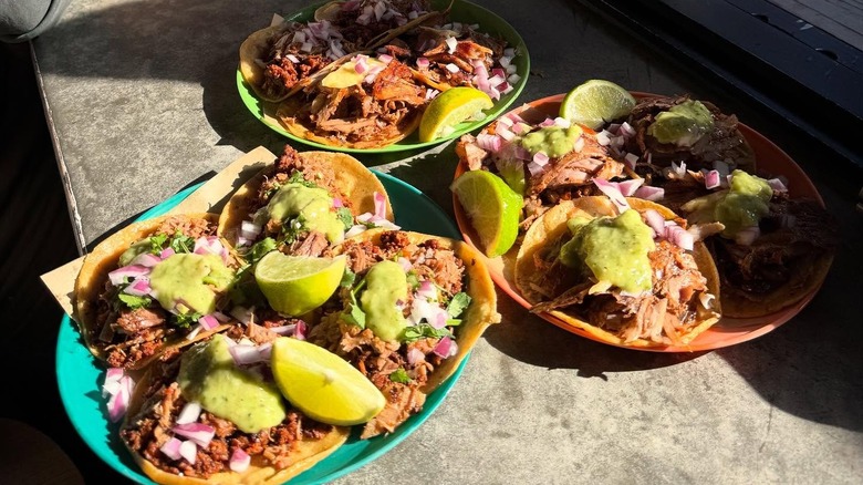 Plates of tacos at Taqueria Ramirez