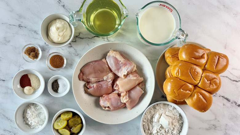 Ingredients for Nashville hot chicken sliders
