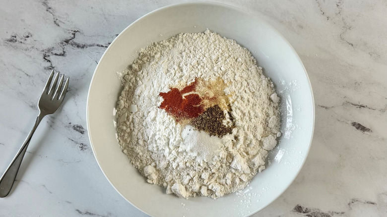 Flour and seasonings in bowl