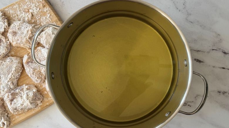 Oil in large pot