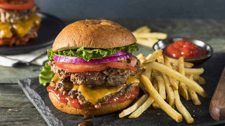 Smash burger with fries