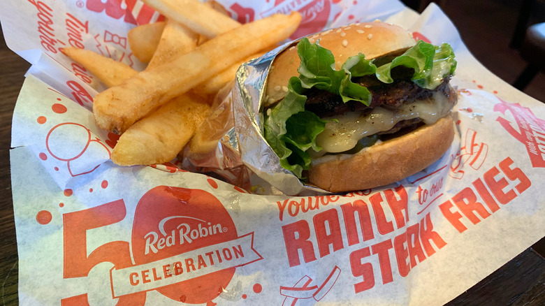 Red Robin cheeseburger and fries