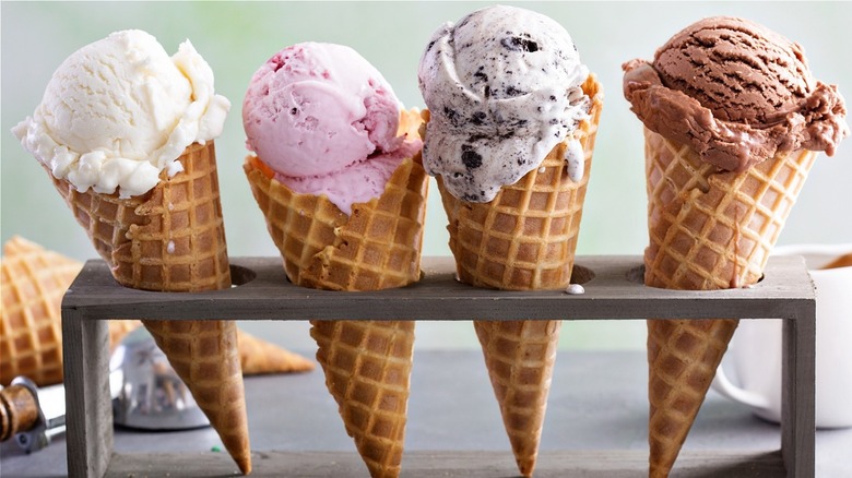 Various ice cream flavors