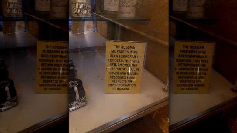 The sign saying Russian mustards have been removed