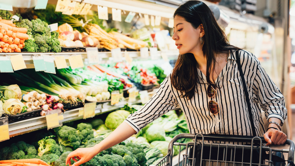 A woman at a grocery store