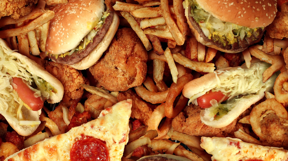 An assortment of fried and greasy fast foods