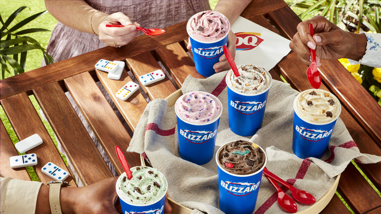 Dairy Queen blizzards on a table