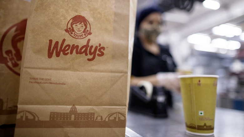 Wendy's paper bag and drink
