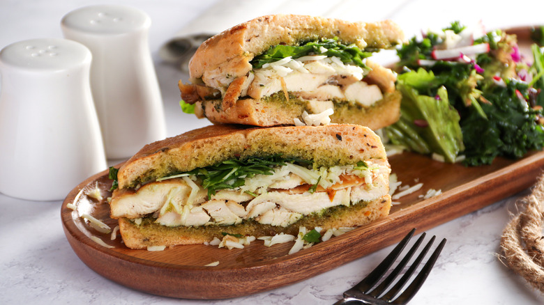 Chicken sandwich with salad