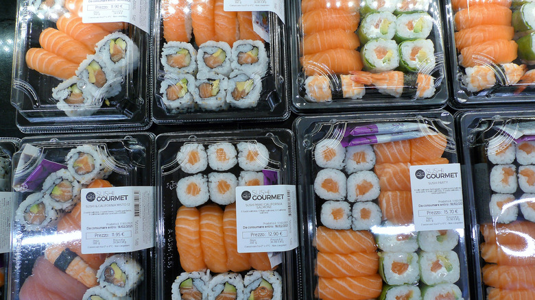 Packages of grocery store sushi 