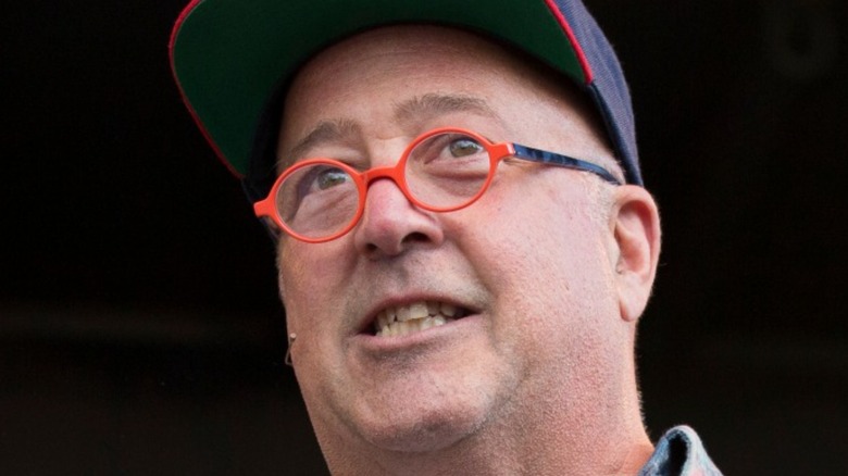 Andrew ZImmern in orange glasses