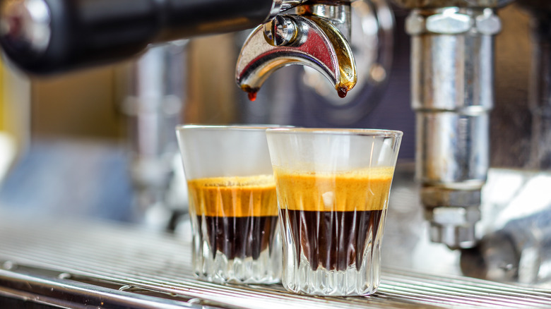 Freshly pulled espresso shots