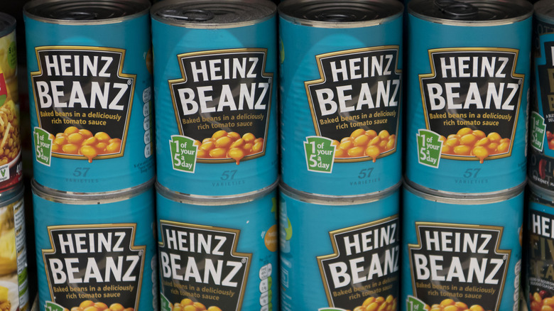 Cans of Heinz baked beans