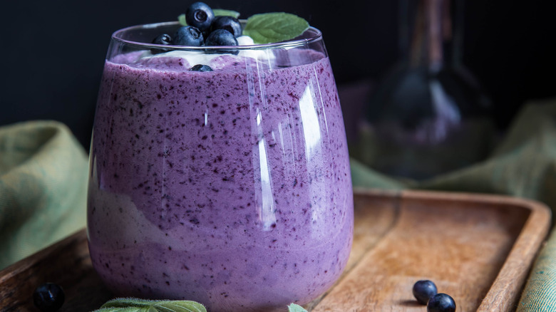 purple smoothie in glass