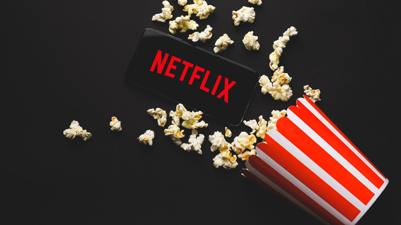Netflix logo and popcorn