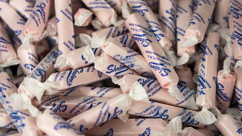 Closeup of shrivers saltwater taffy