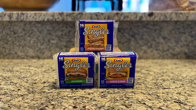 New Kraft Singles packages with slices