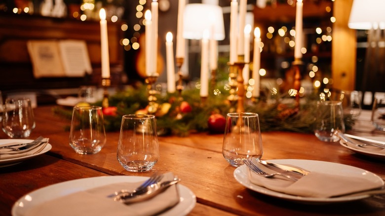 Holiday table place setting