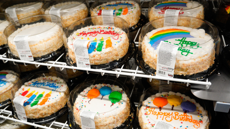 Variety of decorated Costco birthday cakes