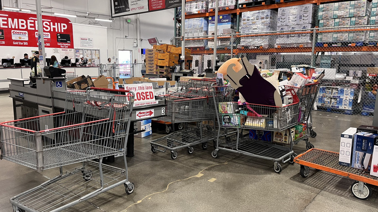 Costco checkout with customer service counter in the background