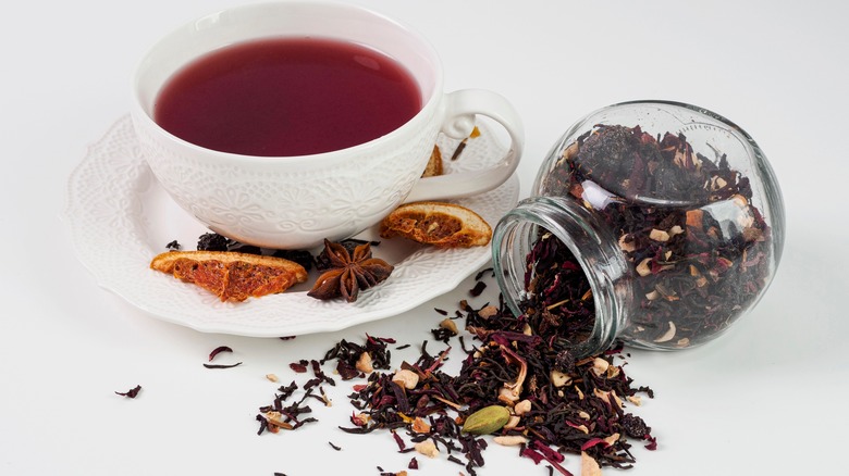dried tea and mug of tea
