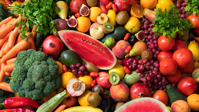 A spread of fruits and vegetables