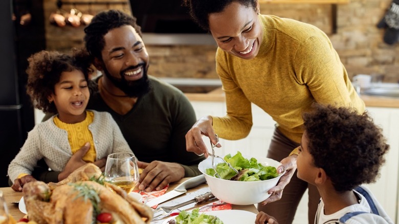 Family eating dinner