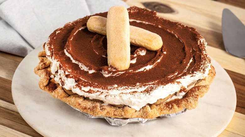 creamy tiramisu pie on board