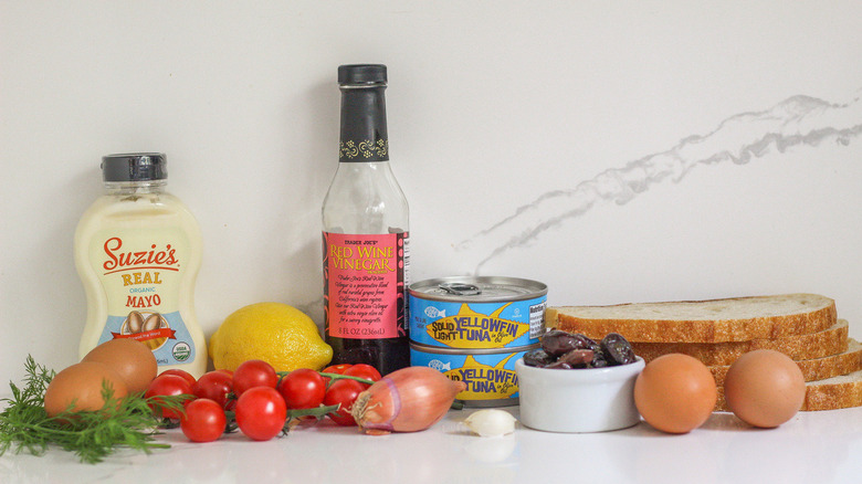 ingredients for nicoise toast