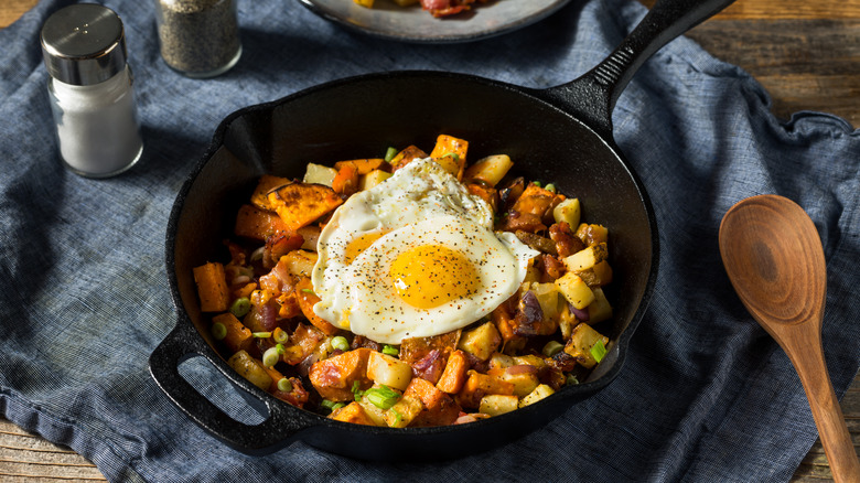 Sweet potato hash with egg