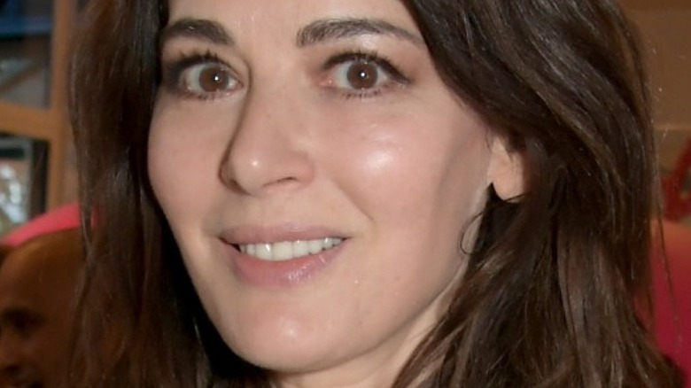 Nigella Lawson smiling with surprised expression