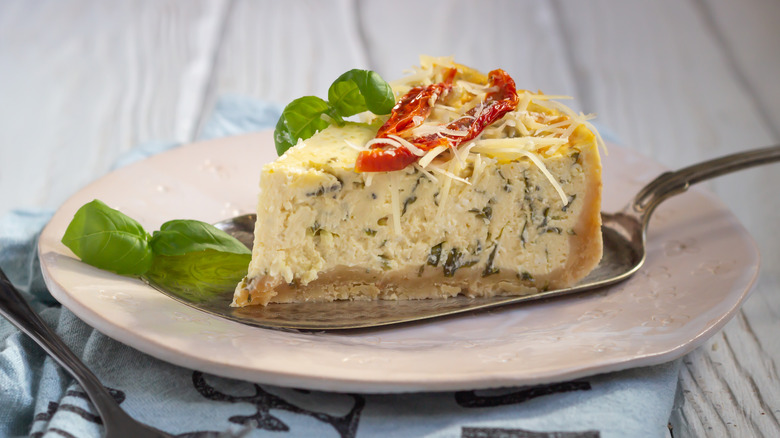 Savory cheesecake tomato and basil