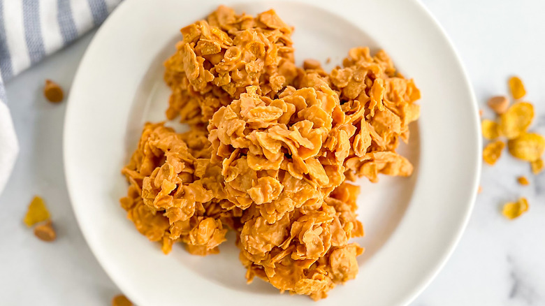 plate of cornflake butterscotch cookies
