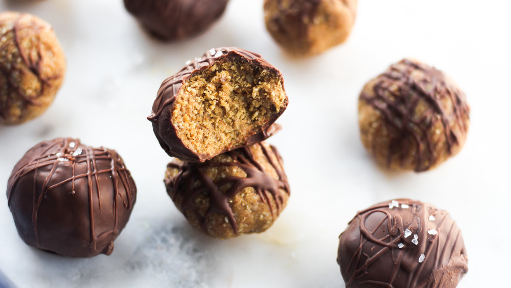 No-bake peanut butter balls on a plate