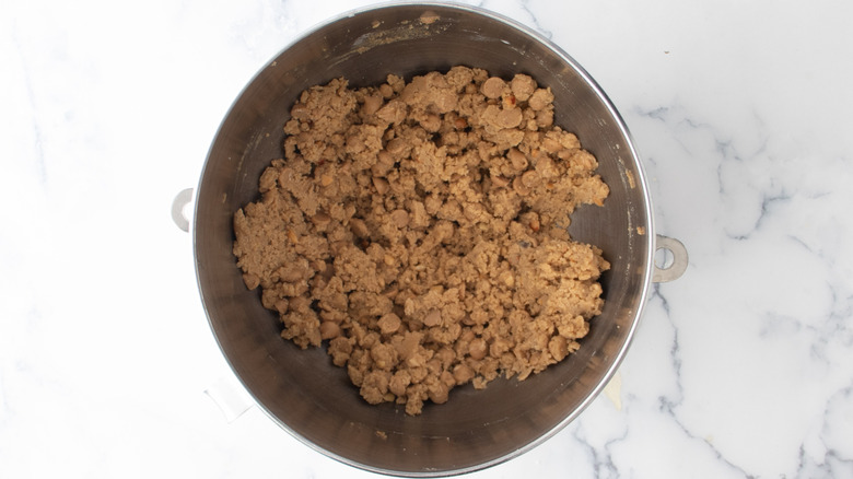 peanut butter cookie dough with peanut butter chips
