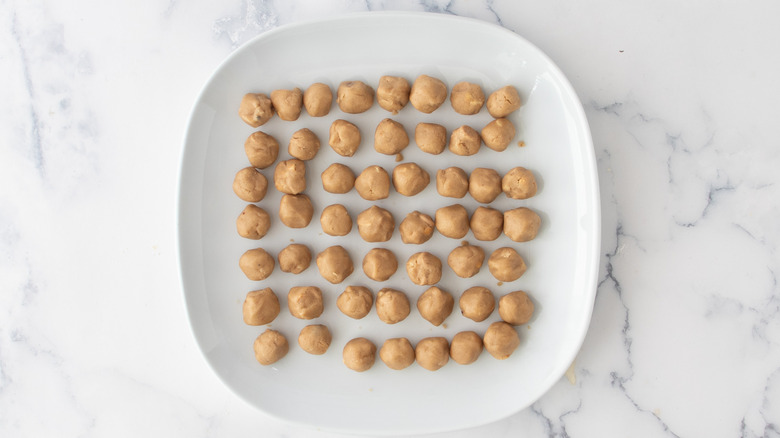 peanut butter cookie dough balls on plate